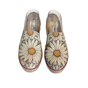 Goby Canvas Slip-On Shoes Womens US 7.5/EU 38 Cream Sunflower Daisy Flower Print